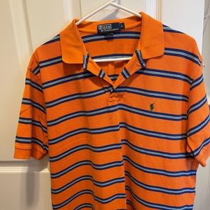 Polo Ralph Lauren Orange and Blue Striped Polo Shirt